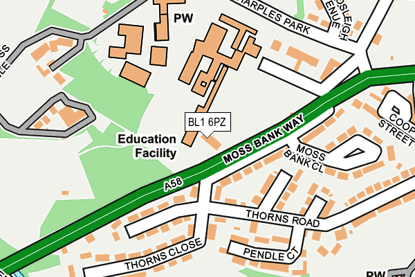 BL1 6PZ map - OS OpenMap – Local (Ordnance Survey)