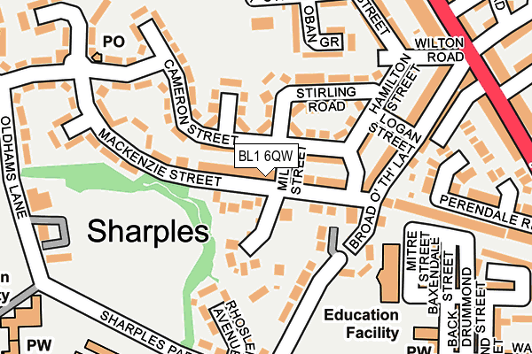 BL1 6QW map - OS OpenMap – Local (Ordnance Survey) BL1 6QW map - OS OpenMap – Local (Ordnance Survey)
