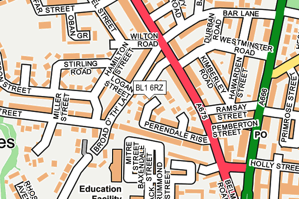 BL1 6RZ map - OS OpenMap – Local (Ordnance Survey) BL1 6RZ map - OS OpenMap – Local (Ordnance Survey)