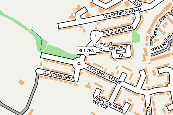 BL1 7BN map - OS OpenMap – Local (Ordnance Survey) BL1 7BN map - OS OpenMap – Local (Ordnance Survey)