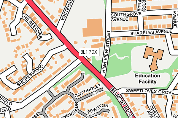 BL1 7DX map - OS OpenMap – Local (Ordnance Survey) BL1 7DX map - OS OpenMap – Local (Ordnance Survey)