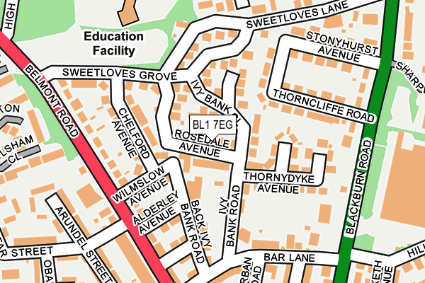 BL1 7EG map - OS OpenMap – Local (Ordnance Survey) BL1 7EG map - OS OpenMap – Local (Ordnance Survey)