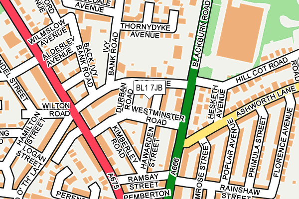 BL1 7JB map - OS OpenMap – Local (Ordnance Survey) BL1 7JB map - OS OpenMap – Local (Ordnance Survey)