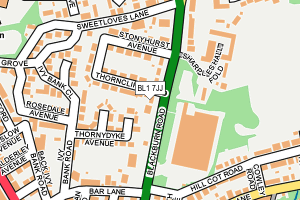 BL1 7JJ map - OS OpenMap – Local (Ordnance Survey) BL1 7JJ map - OS OpenMap – Local (Ordnance Survey)
