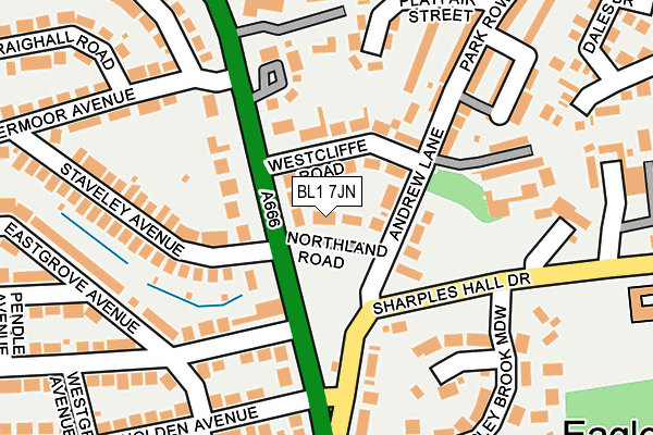 BL1 7JN map - OS OpenMap – Local (Ordnance Survey) BL1 7JN map - OS OpenMap – Local (Ordnance Survey)