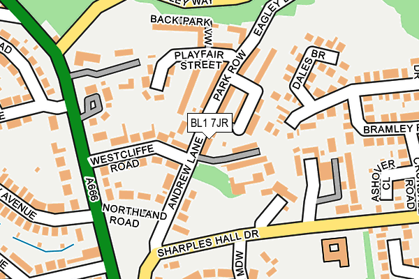 BL1 7JR map - OS OpenMap – Local (Ordnance Survey) BL1 7JR map - OS OpenMap – Local (Ordnance Survey)