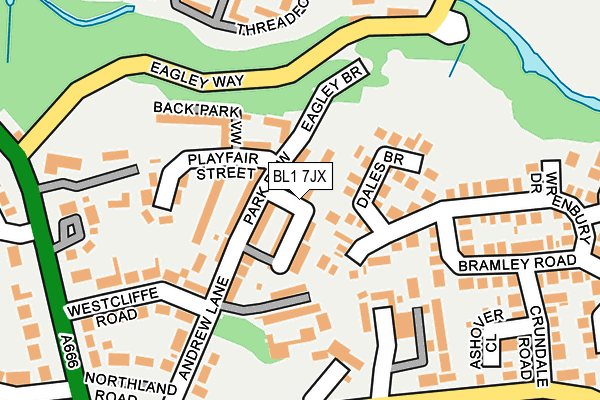 BL1 7JX map - OS OpenMap – Local (Ordnance Survey) BL1 7JX map - OS OpenMap – Local (Ordnance Survey)