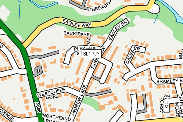 BL1 7JY map - OS OpenMap – Local (Ordnance Survey) BL1 7JY map - OS OpenMap – Local (Ordnance Survey)