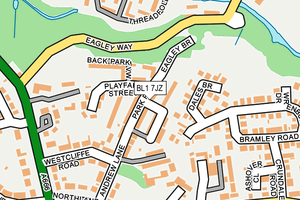 BL1 7JZ map - OS OpenMap – Local (Ordnance Survey) BL1 7JZ map - OS OpenMap – Local (Ordnance Survey)