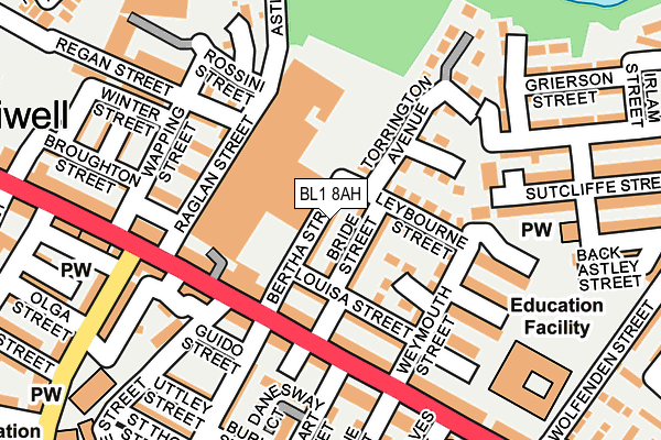 BL1 8AH map - OS OpenMap – Local (Ordnance Survey) BL1 8AH map - OS OpenMap – Local (Ordnance Survey)