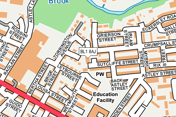 BL1 8AJ map - OS OpenMap – Local (Ordnance Survey) BL1 8AJ map - OS OpenMap – Local (Ordnance Survey)