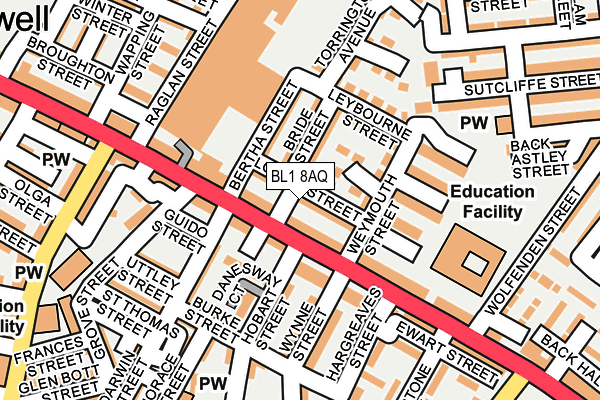 BL1 8AQ map - OS OpenMap – Local (Ordnance Survey)