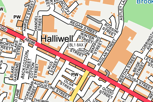 BL1 8AX map - OS OpenMap – Local (Ordnance Survey) BL1 8AX map - OS OpenMap – Local (Ordnance Survey)