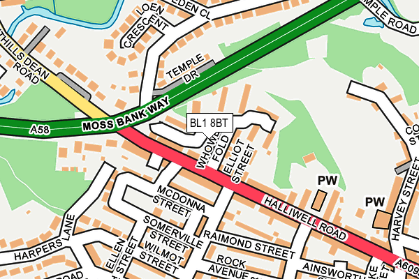 BL1 8BT map - OS OpenMap – Local (Ordnance Survey)