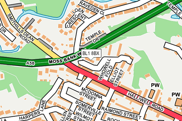 BL1 8BX map - OS OpenMap – Local (Ordnance Survey)