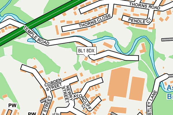 BL1 8DX map - OS OpenMap – Local (Ordnance Survey) BL1 8DX map - OS OpenMap – Local (Ordnance Survey)