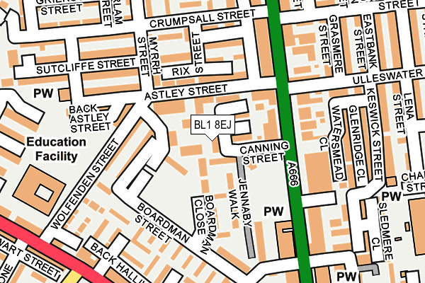 BL1 8EJ map - OS OpenMap – Local (Ordnance Survey) BL1 8EJ map - OS OpenMap – Local (Ordnance Survey)