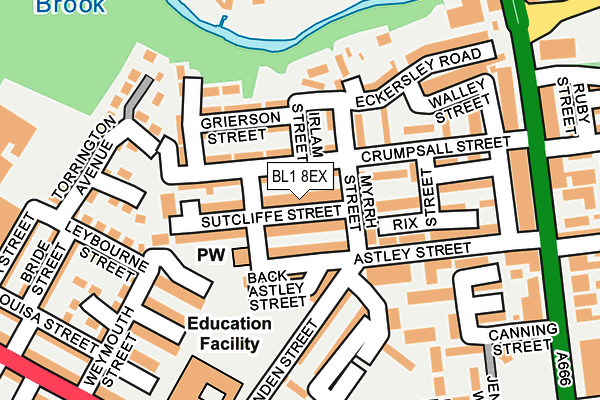 BL1 8EX map - OS OpenMap – Local (Ordnance Survey) BL1 8EX map - OS OpenMap – Local (Ordnance Survey)