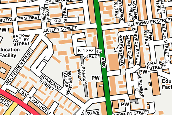 BL1 8EZ map - OS OpenMap – Local (Ordnance Survey) BL1 8EZ map - OS OpenMap – Local (Ordnance Survey)