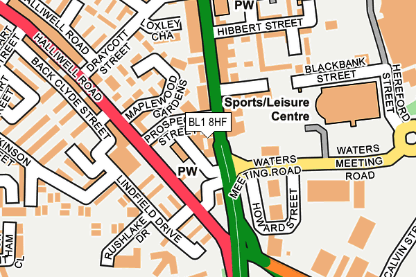 BL1 8HF map - OS OpenMap – Local (Ordnance Survey) BL1 8HF map - OS OpenMap – Local (Ordnance Survey)
