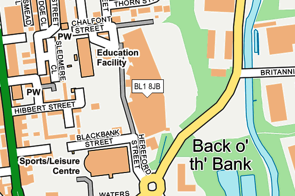 BL1 8JB map - OS OpenMap – Local (Ordnance Survey) BL1 8JB map - OS OpenMap – Local (Ordnance Survey)