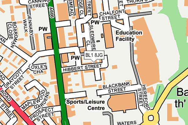 BL1 8JG map - OS OpenMap – Local (Ordnance Survey) BL1 8JG map - OS OpenMap – Local (Ordnance Survey)