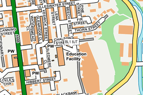 BL1 8JT map - OS OpenMap – Local (Ordnance Survey) BL1 8JT map - OS OpenMap – Local (Ordnance Survey)