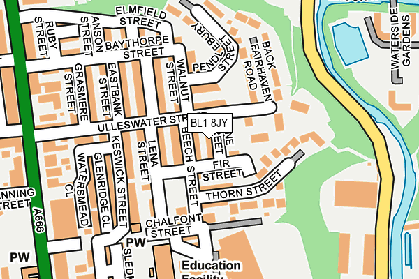 BL1 8JY map - OS OpenMap – Local (Ordnance Survey) BL1 8JY map - OS OpenMap – Local (Ordnance Survey)