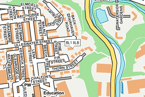BL1 8LB map - OS OpenMap – Local (Ordnance Survey) BL1 8LB map - OS OpenMap – Local (Ordnance Survey)
