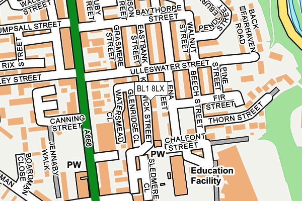 BL1 8LX map - OS OpenMap – Local (Ordnance Survey) BL1 8LX map - OS OpenMap – Local (Ordnance Survey)