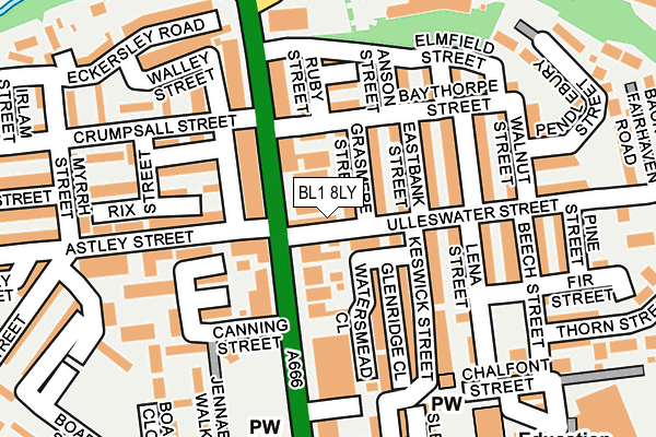 BL1 8LY map - OS OpenMap – Local (Ordnance Survey) BL1 8LY map - OS OpenMap – Local (Ordnance Survey)