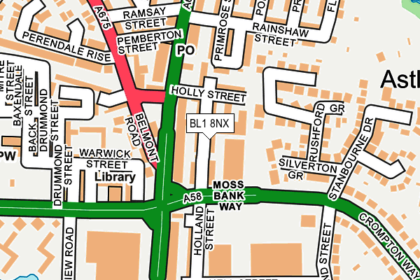 BL1 8NX map - OS OpenMap – Local (Ordnance Survey) BL1 8NX map - OS OpenMap – Local (Ordnance Survey)
