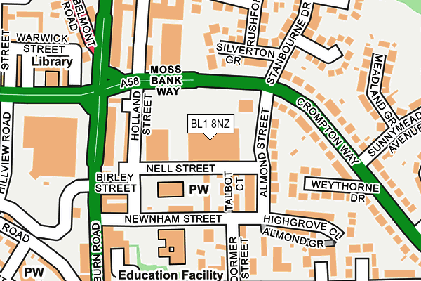 BL1 8NZ map - OS OpenMap – Local (Ordnance Survey) BL1 8NZ map - OS OpenMap – Local (Ordnance Survey)