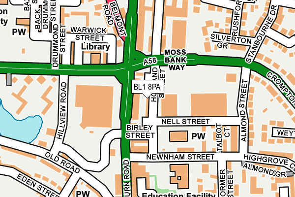 BL1 8PA map - OS OpenMap – Local (Ordnance Survey) BL1 8PA map - OS OpenMap – Local (Ordnance Survey)