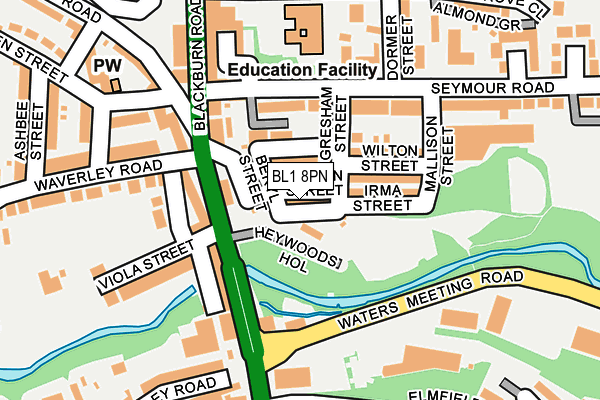 BL1 8PN map - OS OpenMap – Local (Ordnance Survey) BL1 8PN map - OS OpenMap – Local (Ordnance Survey)