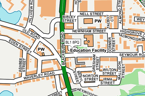 BL1 8PQ map - OS OpenMap – Local (Ordnance Survey) BL1 8PQ map - OS OpenMap – Local (Ordnance Survey)