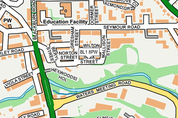 BL1 8PW map - OS OpenMap – Local (Ordnance Survey) BL1 8PW map - OS OpenMap – Local (Ordnance Survey)