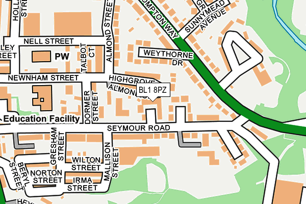 BL1 8PZ map - OS OpenMap – Local (Ordnance Survey)