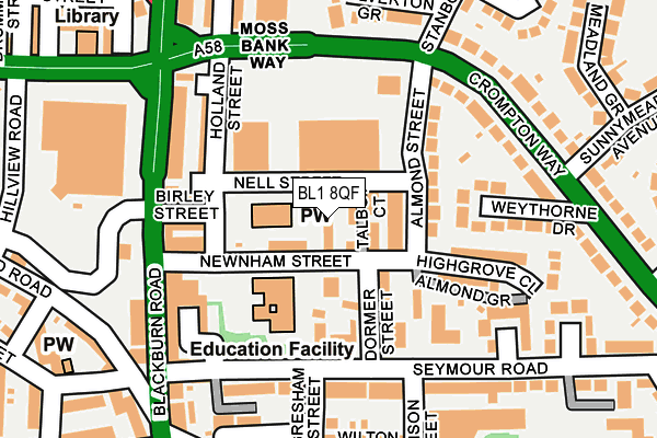 BL1 8QF map - OS OpenMap – Local (Ordnance Survey) BL1 8QF map - OS OpenMap – Local (Ordnance Survey)