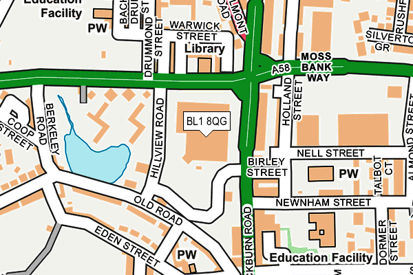 BL1 8QG map - OS OpenMap – Local (Ordnance Survey) BL1 8QG map - OS OpenMap – Local (Ordnance Survey)