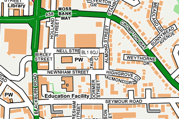 BL1 8QJ map - OS OpenMap – Local (Ordnance Survey) BL1 8QJ map - OS OpenMap – Local (Ordnance Survey)