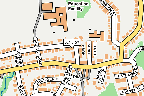 BL1 8RW map - OS OpenMap – Local (Ordnance Survey) BL1 8RW map - OS OpenMap – Local (Ordnance Survey)
