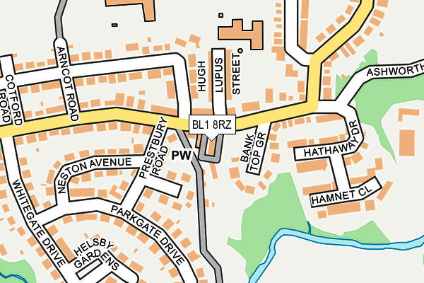 BL1 8RZ map - OS OpenMap – Local (Ordnance Survey) BL1 8RZ map - OS OpenMap – Local (Ordnance Survey)