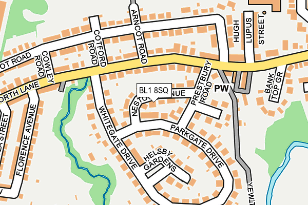 BL1 8SQ map - OS OpenMap – Local (Ordnance Survey) BL1 8SQ map - OS OpenMap – Local (Ordnance Survey)