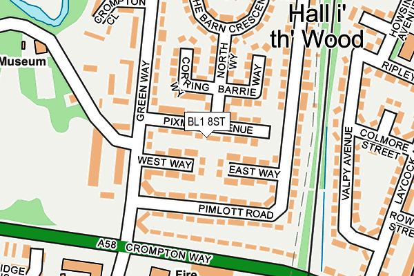 BL1 8ST map - OS OpenMap – Local (Ordnance Survey) BL1 8ST map - OS OpenMap – Local (Ordnance Survey)