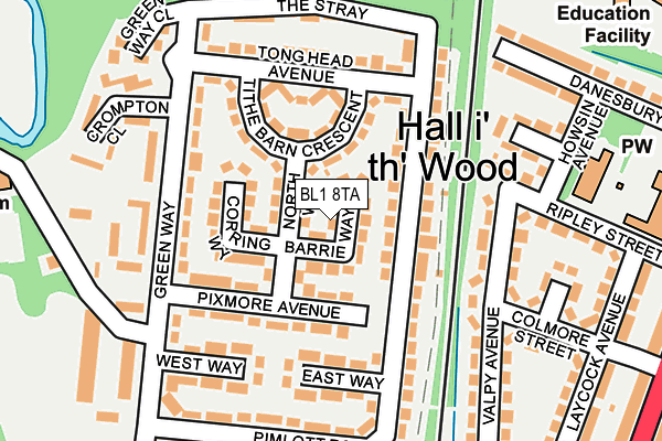 BL1 8TA map - OS OpenMap – Local (Ordnance Survey) BL1 8TA map - OS OpenMap – Local (Ordnance Survey)