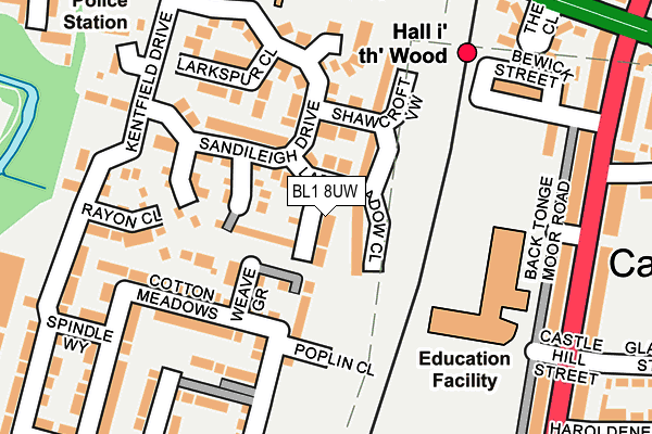 BL1 8UW map - OS OpenMap – Local (Ordnance Survey) BL1 8UW map - OS OpenMap – Local (Ordnance Survey)