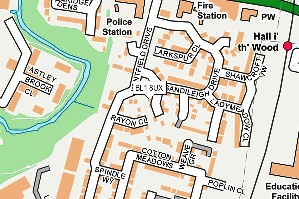 BL1 8UX map - OS OpenMap – Local (Ordnance Survey) BL1 8UX map - OS OpenMap – Local (Ordnance Survey)