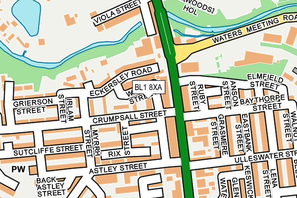 BL1 8XA map - OS OpenMap – Local (Ordnance Survey)