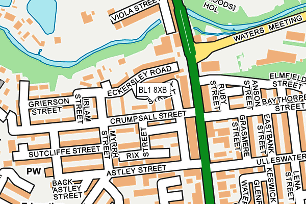 BL1 8XB map - OS OpenMap – Local (Ordnance Survey) BL1 8XB map - OS OpenMap – Local (Ordnance Survey)